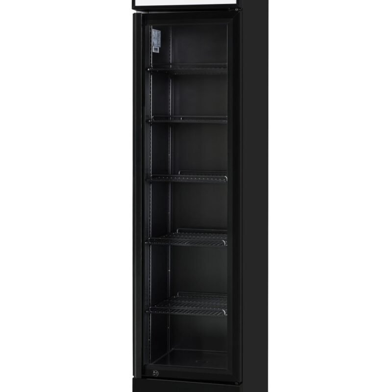 Šaldytuvas su stiklu SLIM, Arktic, Švieslentė su LED apšvietimu, 133L, Juodas, 230V/200W, 390x475x(H)1880mm