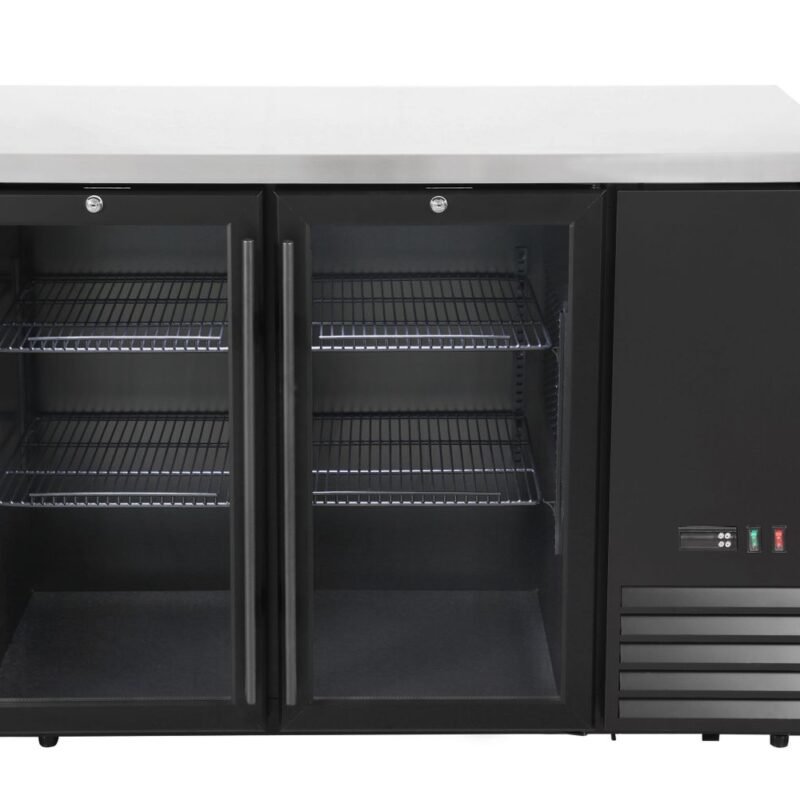 Šaldomas baro stalas su stiklinėmis durimis, Arktic, 4 lentynos, 283L, Juodas, 230V/185W, 1217x631x(H)865mm