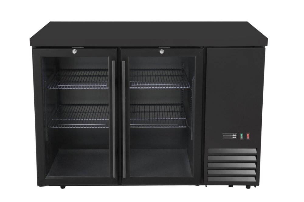 Šaldomas baro stalas su stiklinėmis durimis, Arktic, 4 lentynos, 283L, Juodas, 230V/185W, 1217x631x(H)865mm