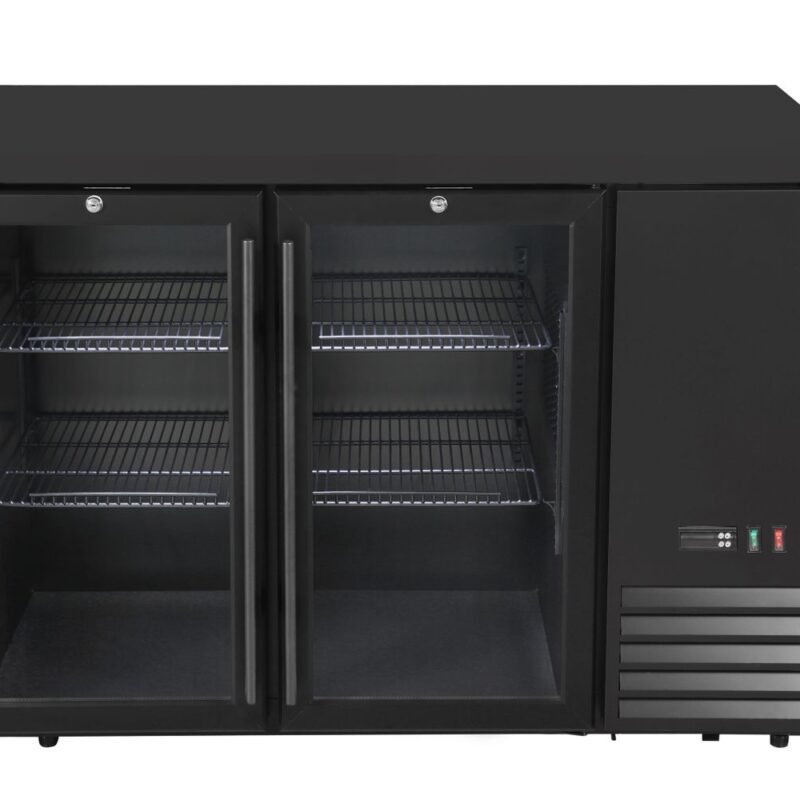 Šaldomas baro stalas su stiklinėmis durimis, Arktic, 4 lentynos, 283L, Juodas, 230V/185W, 1217x631x(H)865mm