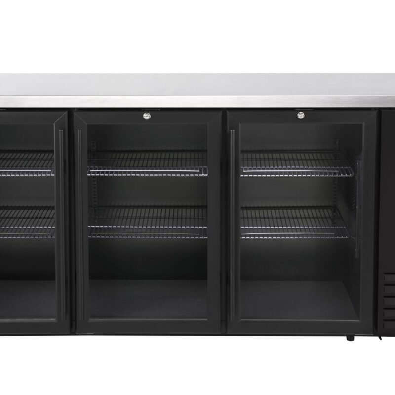 Šaldomas baro stalas su stiklinėmis durimis, Arktic, 6 lentynos, 493L, Juodas, 230V/185W, 1826x631x(H)865mm