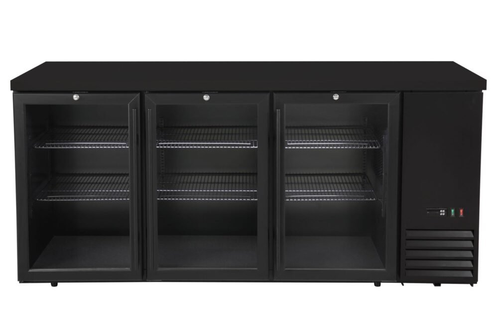 241370 Šaldomas baro stalas su stiklinėmis durimis, Arktic, 6 lentynos, 493L, Juodas, 230V/185W, 1826x631x(H)865mm