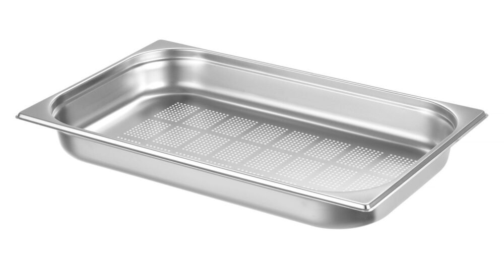 GN 1/1 perforuotas konteineris, HENDI, Profi Line PLUS, GN 1/1, 9L, Sidabro, 530x325x(H)65mm
